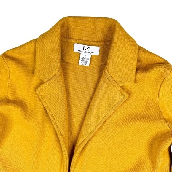 Magaschoni gold yellow wool-blend fall open blazer pockets lapel jacket small - Picture 4 of 16